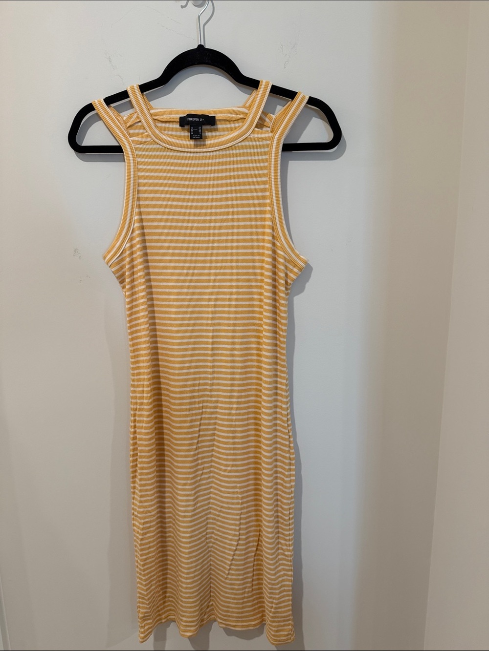 Forever 21 Yellow & White Striped Ribbed Midi Dress - Picture 2 of 5
